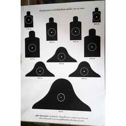 เป้ารูปหุ่นย่อส่วน สำหรับฝึกยิงในสนามยิงปืน ระยะ 25 เมตร (ขนาด A2) เป้าทราบระยะ ทบ (แพ็ค 50 แผ่น)