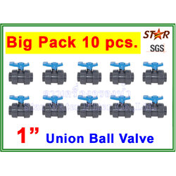 ยูเนี่ยนบอลวาล์ว พีวีซี PVC true union ball valve 1" (ID:34 mm) (มาตรฐานท่อประปาฟ้า) (Star) ยกแพ๊ค 10 pcs.
