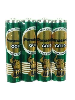 ถ่านแมงกานีสโกล์ด AAA 4 ก้อน สีเขียว Panasonic R03GT/4SL จำนวน 1 แพ็ค