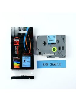 เทปพิมพ์อักษร RPM TZA- 521 ขนาด 9 มิล ตัวอักษรสีดำ พื้นสีน้ำเงิน