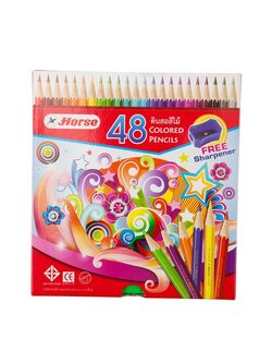 ดินสอสีไม้ 48 สี พร้อมกบเหลา ตราม้า H-2080