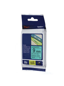 เทปพิมพ์อักษร TZE-721 9มม. ดำพื้นเขียว Brother TZ