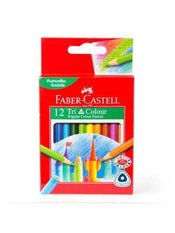 ดินสอสีไม้สั้น 12 สี ด้ามสามเหลี่ยม Faber-Castell 115859