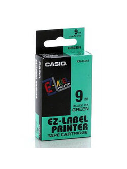 เทปพิมพ์อักษร Casio XR-9GN1 - 9 mm. ตัวอักษรดำพื้นเขียว