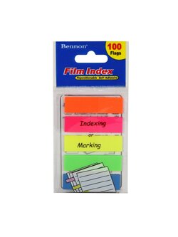 ฟิล์มโน้ตดัชนีชนิดกาวในตัว BENNON 06335 ขนาด 1.2×4.5 ซม. (1×5) คละสีนีออน