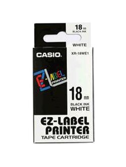 เทปพิมพ์อักษร Casio XR-18WE1 - 18 มม. ตัวอักษรดำพื้นสีขาว