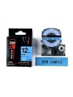 เทปพิมพ์อักษร 12มม. ดำพื้นน้ำเงิน RPM SC12BW