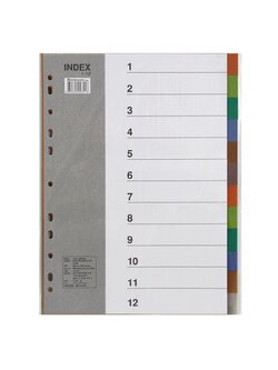 ชุดดัชนี Bennon (Index) พลาสติก 12 หยัก IX895 แบบแยกสี