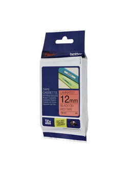 เทปพิมพ์สลาก BrotherTZE-431 ขนาด 12 มม. ตัวดำพื้นแดง (ของแท้)
