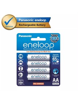 Eneloop ถ่านชาร์จ AA 2000 mAh Rechargeable Battery รุ่น BK-3MCCE/4BT แพ็คละ 4 ก้อน (White)