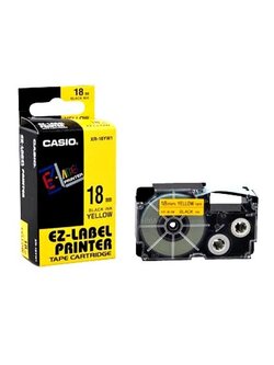 เทปพิมพ์อักษร Casio XR-18YW1 - 18 มม. ตัวอักษรดำพื้นสีเหลือง
