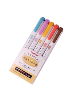 ปากกาไฮไลท์ 2 หัว Mildliner ( เซ็ท 5 สี ) Set C / Cyan,Apricot,D-gray,Lemon,Coral Pink