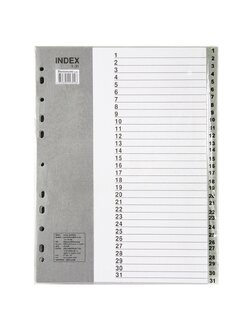 ชุดดัชนี Bennon (Index) พลาสติก 31 หยัก IX899 แบบสีเทา ขนาด A4