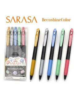 ZEBRA ปากกา Sarasa Clip 0.5 Decoshine Color 5 color set จำนวน 1 ชุด