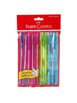 Faber-Castell RX5 ปากกาลูกลื่น 0.5มม. หมึกสีน้ำเงิน. แพ็ค 10 ด้าม (ด้ามคละสี) รหัส 100696734