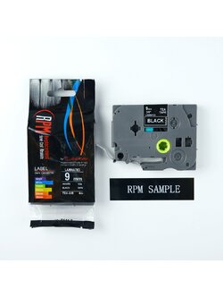 เทปพิมพ์อักษร RPM TZA- 325 ขนาด 9 มิล ตัวอักษรสีขาว พื้นสีดำ