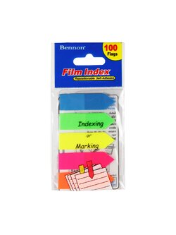 ฟิล์มโน้ตดัชนีชนิดกาวในตัว BENNON 06336 ขนาด 1.2×4.4 ซม. (1×5) คละสีนีออน