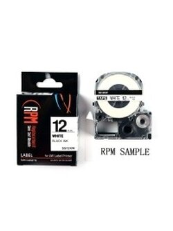 เทปพิมพ์อักษร 12มม. อักษรดำพื้นขาว RPM SS12KW (เทียบเท่า)