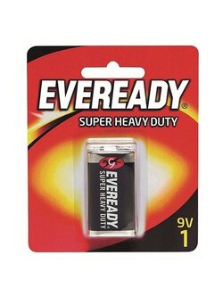 ถ่านคาร์บอนซิงค์ Eveready 1222 9 โวลต์ ( จำนวน 1 ก้อน )