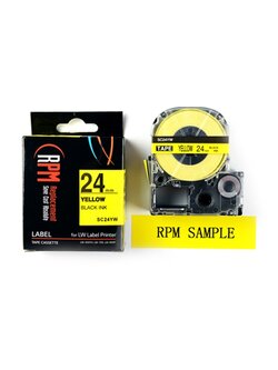 เทปพิมพ์อักษร 24มม. อักษรดำพื้นเหลือง RPM SC24YW (แบบเทียบเท่า)