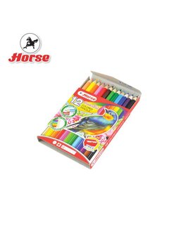 ดินสอสีไม้สั้นพร้อมกบเหลา 12 สี ตราม้า H-500