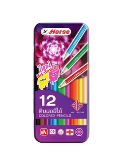 ดินสอ สีไม้ กล่องเหล็ก 12 สี ตราม้า 2080
