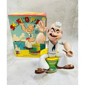 50s Smoking Popeye Vintage Tin Toy
