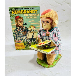 50s Rembrandt The Monkey Painter Tin Toy