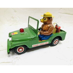 50s Smokey Bear Jeep Tin Toy