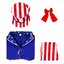 ชุดประจำชาติอเมริกา ชุด Indepence Day ขนาด S105-115, M 115-125, L 125-135, XL 135-145 เสื้อสูท+กางเกง+หมวก+ผ้าพันคอ+โบว์ (ไม่รวมเสื้อเชิ๊ตสีขาว+วิก+ธงชาติ)