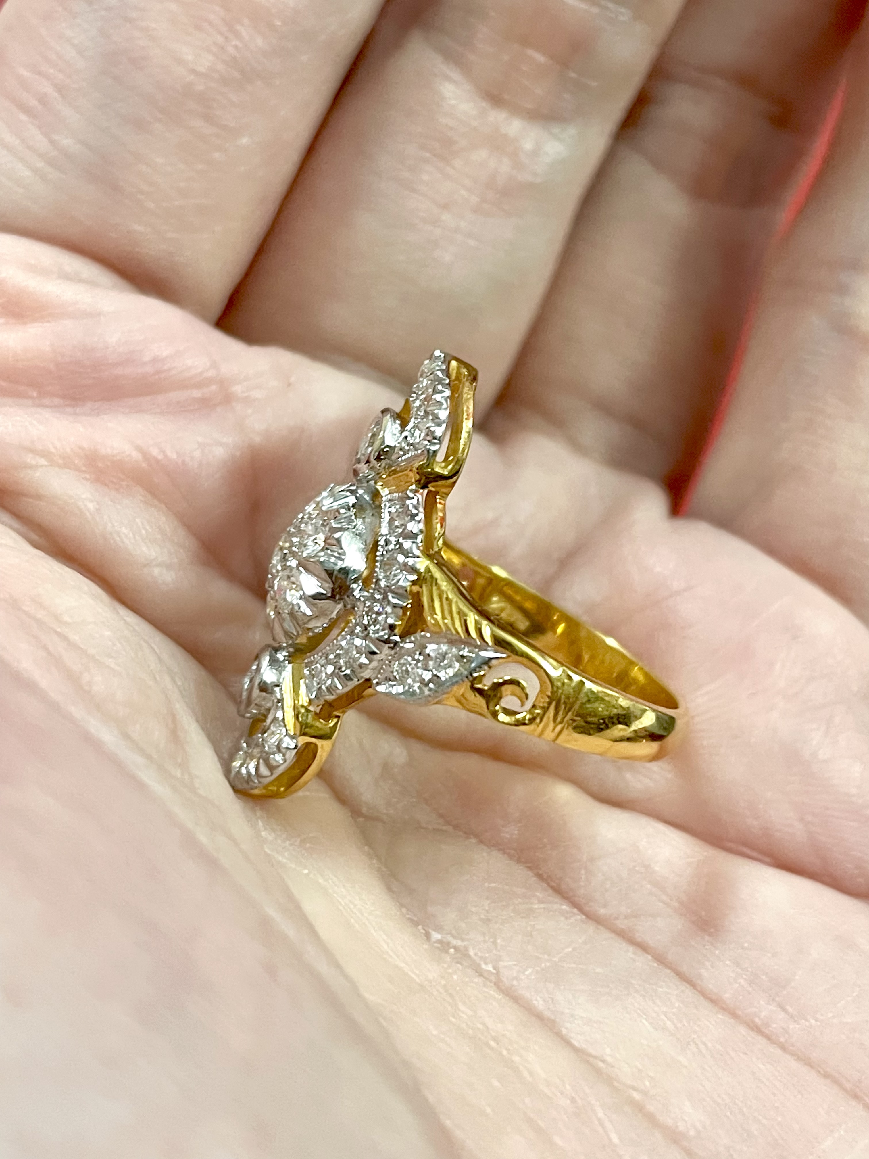 แหวนเพชรโบราณ เพชรแท้ ทองแท้