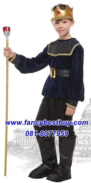 ชุดเจ้าชายแฟนซีเด็ก ชุดกษัตริย์สีน้ำเงินเข้ม หรือชุดพระราชา King มีขนาด M