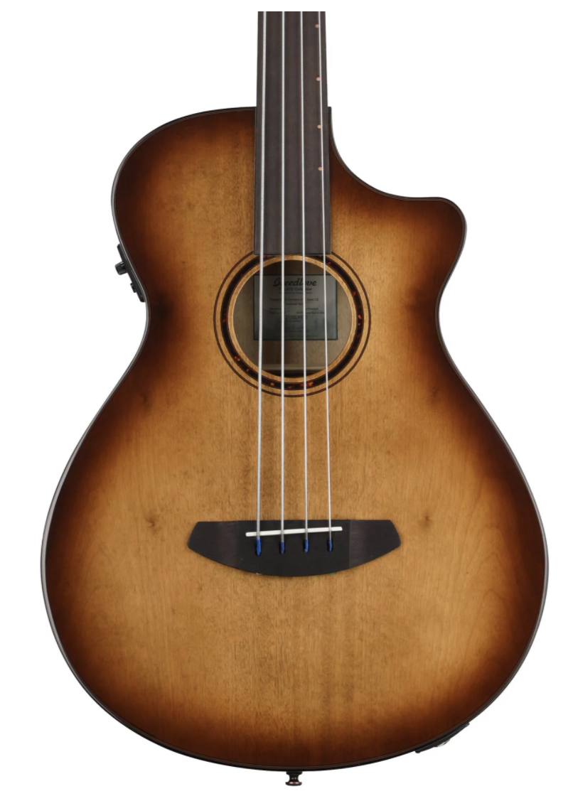 Breedlove ECO Pursuit Exotic S Concerto CE Acoustic-Electric Bass Guitar - Amber Myrtlewood