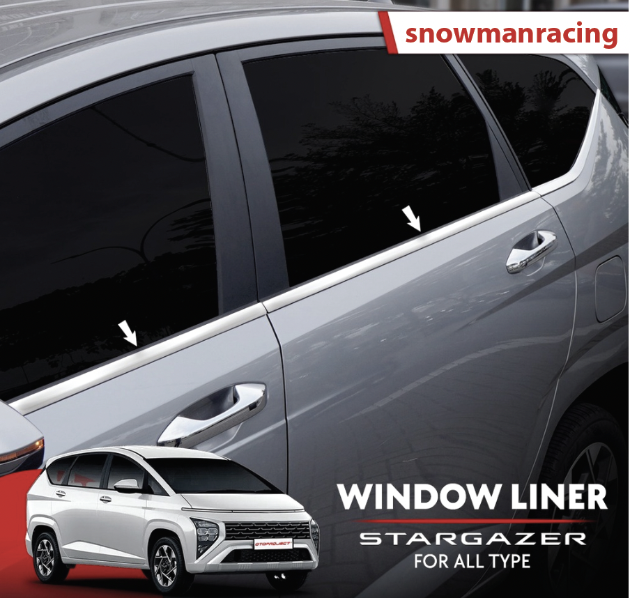 แต่งขอบหน้าต่าง Hyundai Stargazer กระจกข้างสแตนเลส