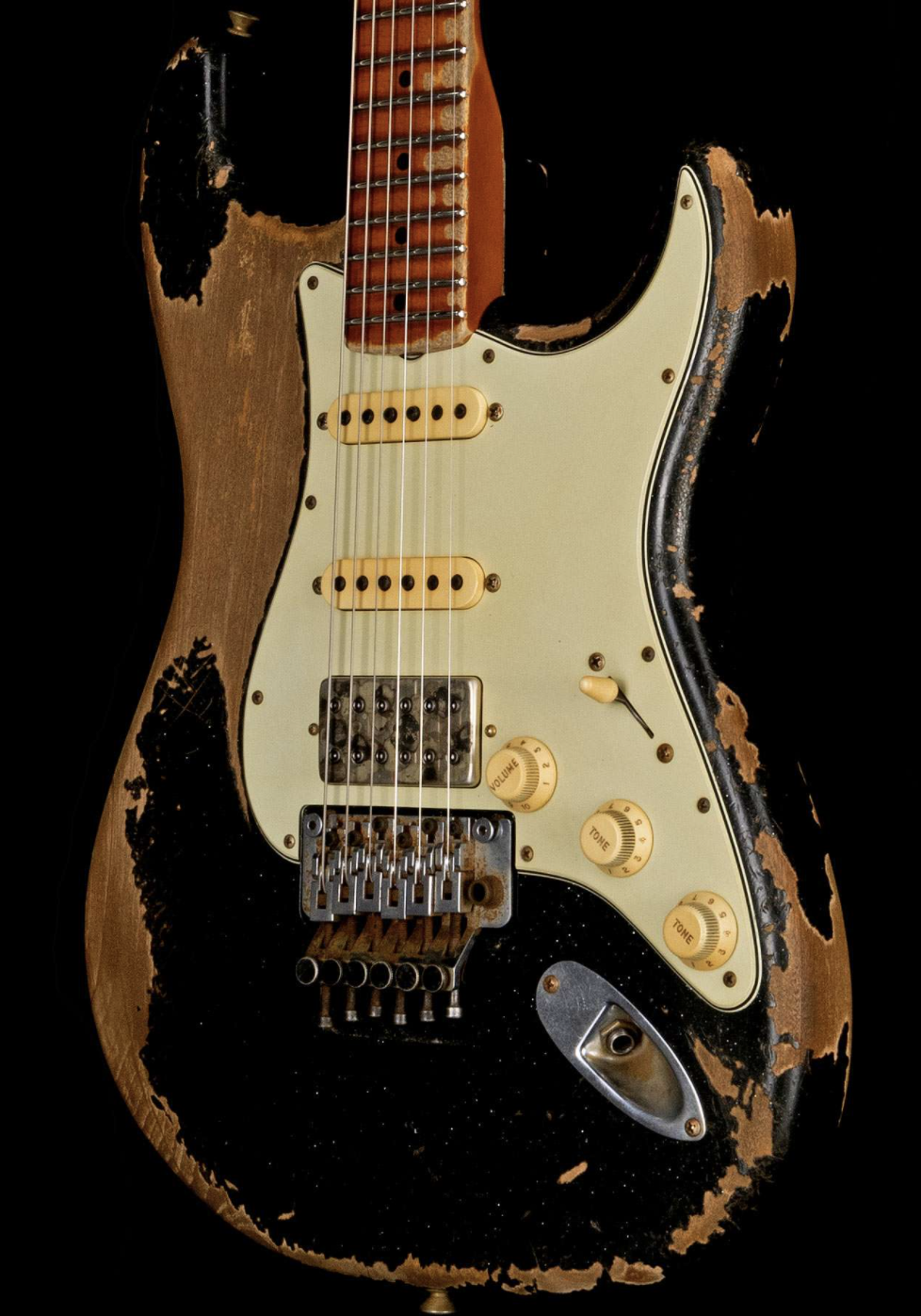 Fender Custom Shop Masterbuilt Carlos Lopez Alley Cat Stratocaster Heavy Relic Floyd Rose Black Sparkle