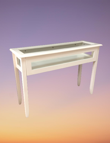 โต๊ะคอนโซลไม้ กระจกรอบ สไลด์เปิดด้านหน้า รุ่น Tango ขนาด W 112 x D 38 x H 76 (110) Cms. สีขาว และสีน้ำตาล