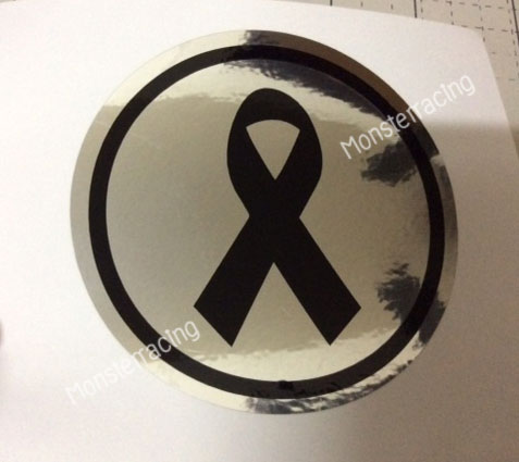 ((พื้นโครเมียมเงา)) สติ๊กเกอร์ติดรถ สติ๊กเกอร์โบว์ดำ แสดงความ ไว้อาลัย 4 นิ้ว