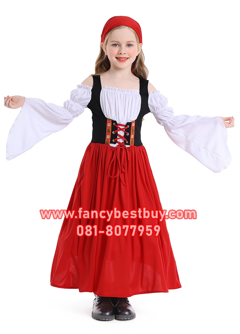 ชุดยุโรป เรอเนสซองส์ Renaissance ชุดย้อยยุค ประจำชาติสวิส Switzerland / ชุดฮังการี Hungary S(115-125), M(125-135), L(135-145), ( XL (145-155)