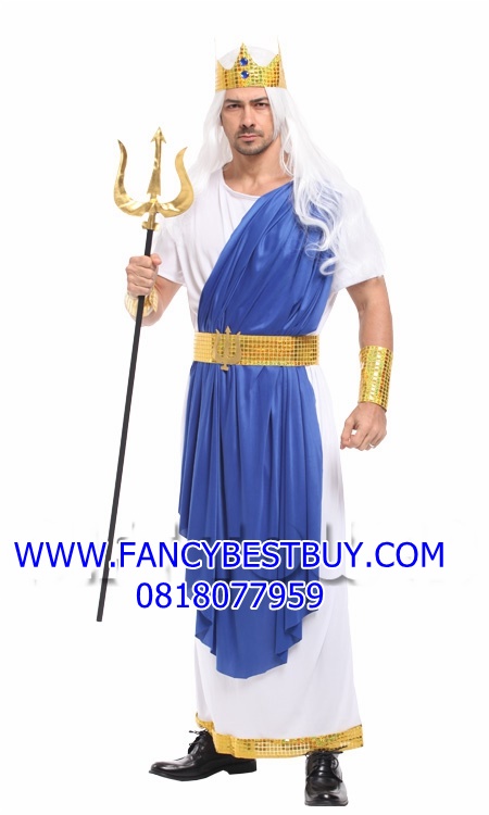 ชุดแฟนซีผู้ใหญ่ ชุดเทพเจ้ากรีก Poseidon Gold of Sea ขนาดฟรีไซด์