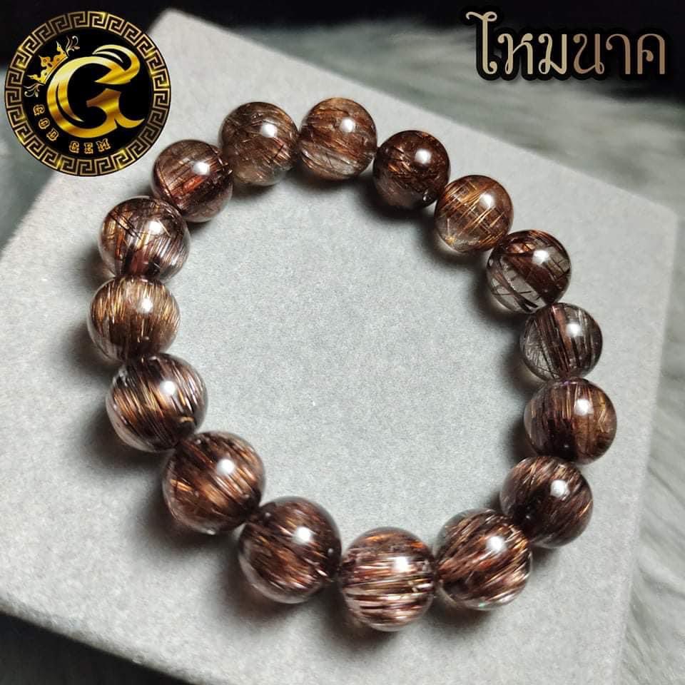 ข้อมือหิน ไหมนาคแคทอาย (Pink Rutillated Quartz)