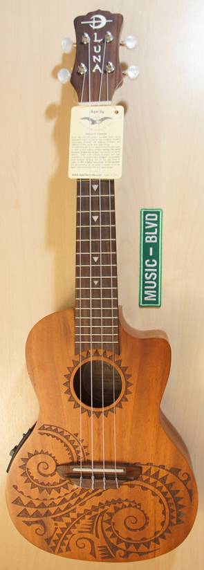 Luna Guitars Tattoo Concert Ukulele w/ Preamp
