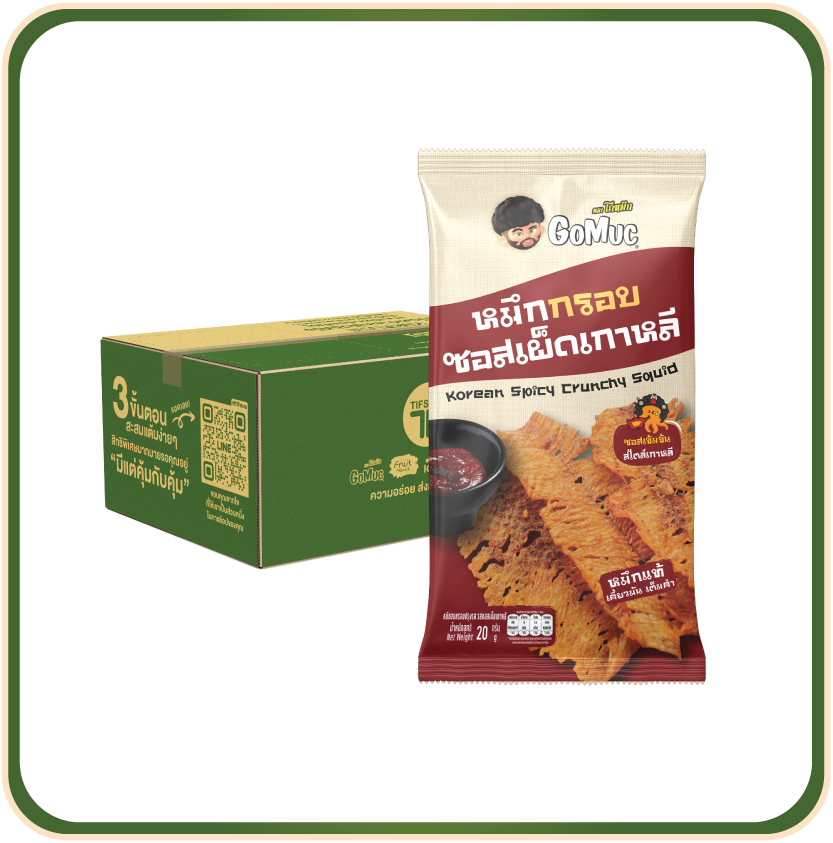 [ขายยกลัง 24 ซอง] GoMuc โกหมึก หมึกอบกรอบรสซอสเผ็ดเกาหลี 20 กรัม Korean spicy crunchy squid