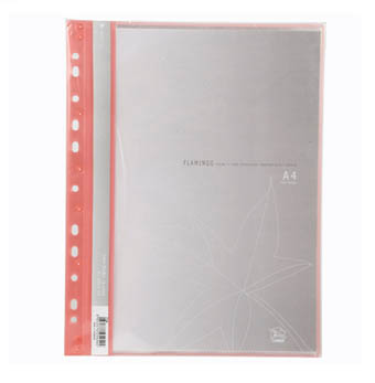 แฟ้มโชว์เอกสาร ฟลามิงโก้ 9083A Flamingo ขนาด A4 20 ซอง สีชมพู