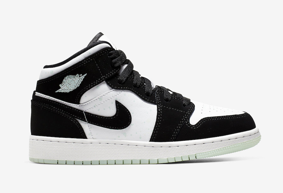 Nike Air Jordan 1 Mid GS Panda White Black Teal Tint