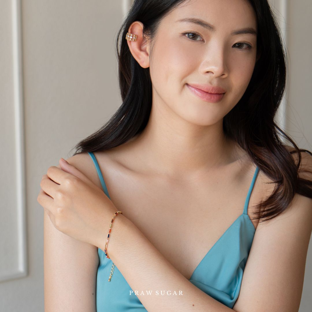 Joyful Bracelet - สร้อยข้อมือคริสตัลเรียงทรงสี่เหลี่ยมผืนผ้า
