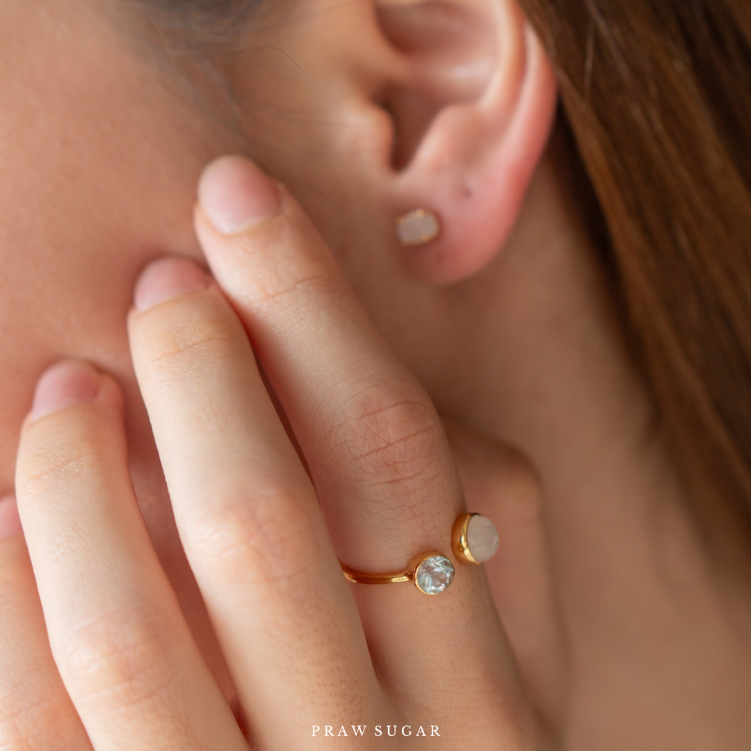 Double Gemstone Ring - แหวนหินแท้ แหวนพลอยแท้ 2 ฝั่ง (เรือนเงินแท้)