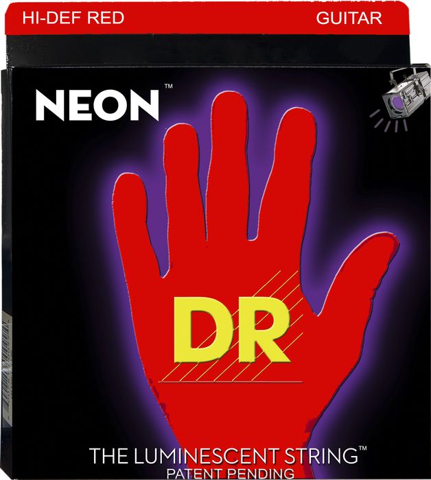 DR Strings Hi-Def NEON Red Coated Light (9-42) Electric Guitar Strings