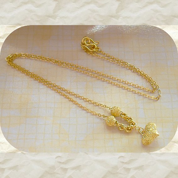 สร้อยคอ ทองแท้ 96.5% ประดับจี้หัวใจ น้ำหนัก 3.8 กรัม