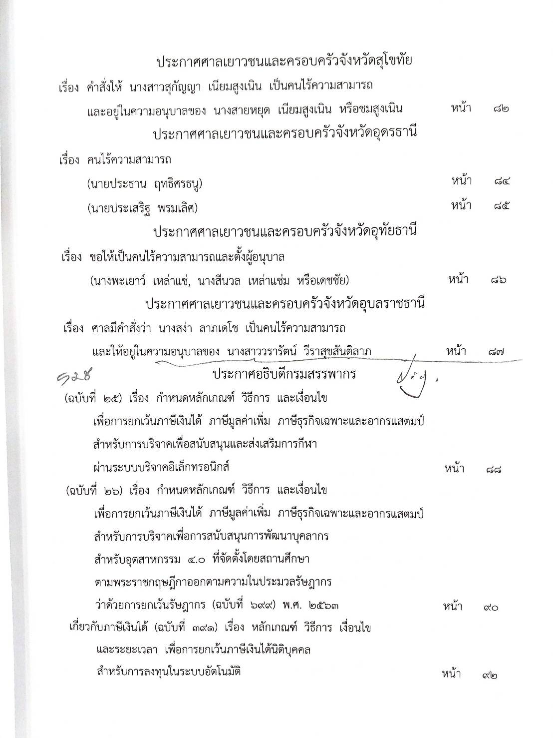 กฎหมายใหม่ 8/64 ประกาศกระทรวงการคลัง ฐานะการเงินฯ ประกาศสภา ตั้งกรรมาธิการฯ ประกาศศาลเยาวชนและครอบครัวจังหวัด....