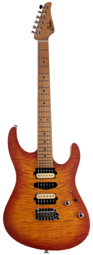 Suhr Limited Modern Satin Flame Guitar, Honey Burst, Hardshell Case